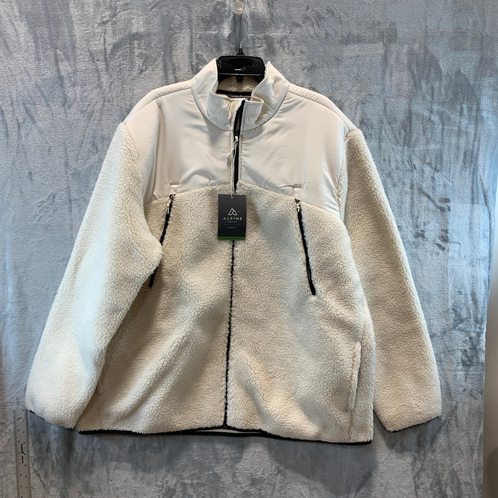Alpine Design Mens XXL Sherpa Jacket Bright White Full Zip Fleece Outdoors Camp